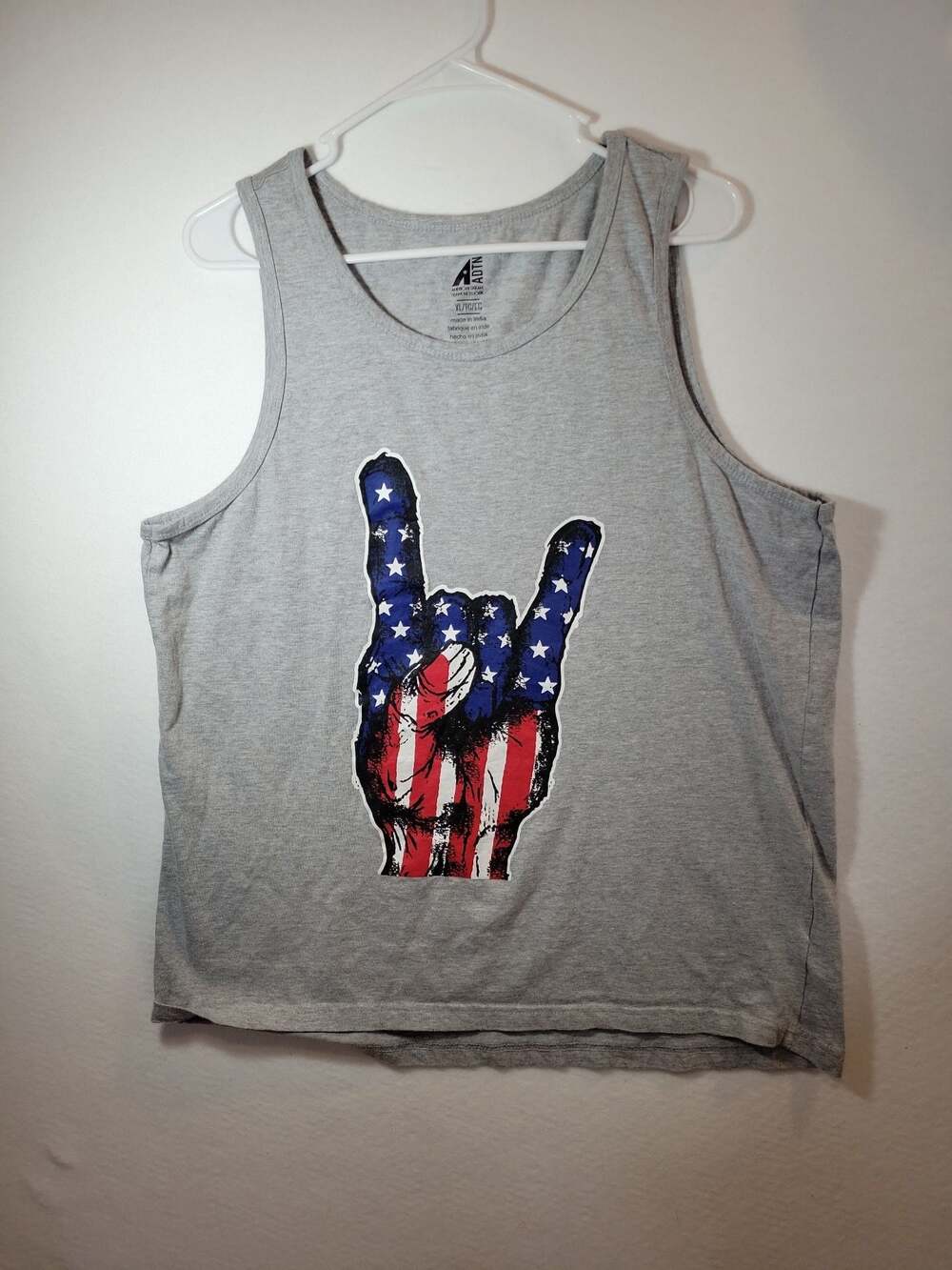 American Dream Team Network ADTN Rock On Hand American Flag Graphic Tank Top